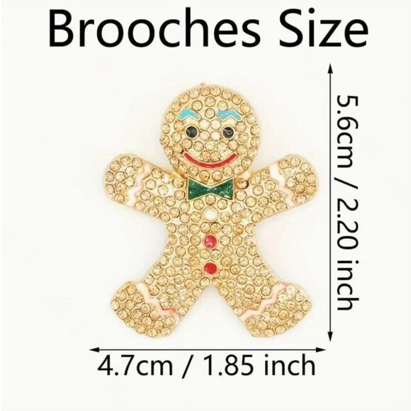 Betsey Johnson Brooch Brown Crystal Gingerbread Man - Picture 2 of 2